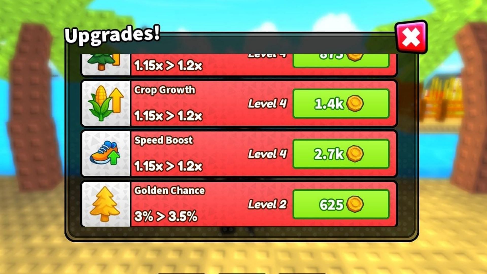 Invest Gold in the Speed Boost upgrade (Image via Roblox)
